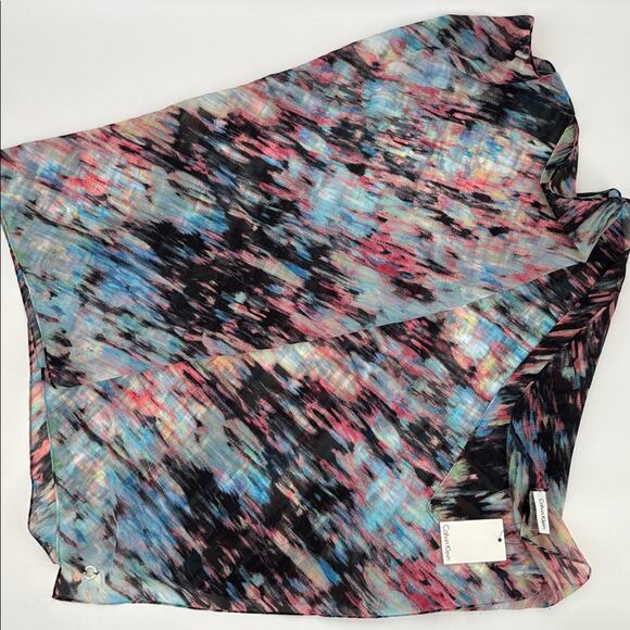 Calvin Klein Women’s Lightweight Multicolor Abstract Print Scarf – New 27 x 70 - Picture 10 of 13